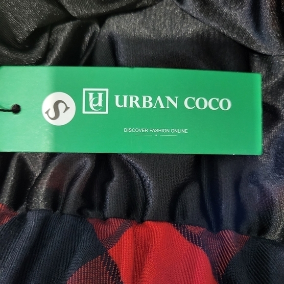 Urban Coco Red and Navy Plaid Mini Skirt Size Small NWT - Picture 5 of 8